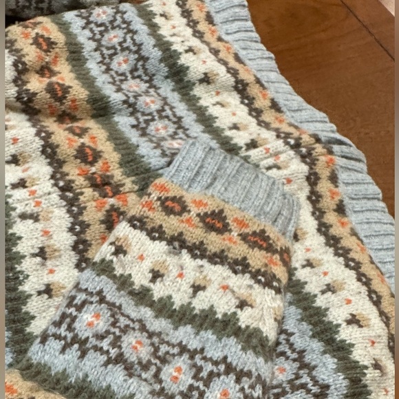 Pumpkin Fair Isle Zip Sweater Gray 4T Wool Cotton Blend Fall/Halloween - Picture 3 of 5